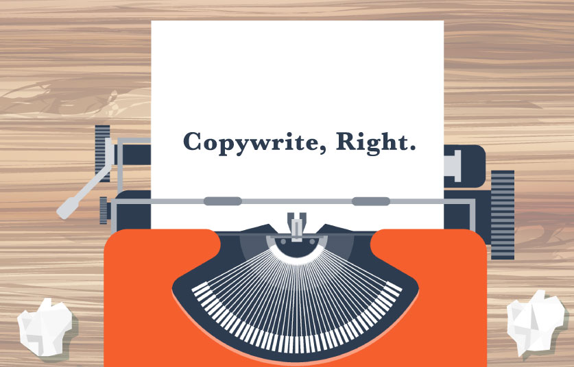 Copywriter with a piece of paper in it